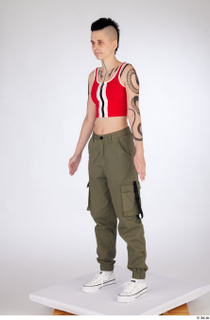 Quisha a-pose casual dressed olive green cargo pants red zipper…